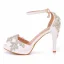 Piękne Białe Rhinestone Buty Ślubne 2023 Z Paskiem 10 cm Szpilki Peep Toe Ślub Sandały Wysokie Obcasy