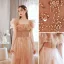 Charming Champagne Evening Dresses 2022 A-Line / Princess Off-The-Shoulder Beading Sequins Sleeveless Backless Floor-Length / Long Evening Party Formal Dresses