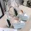 Fashion Mint Green Satin Rhinestone Bow Evening Party Womens Sandals 2023 Ankle Strap 14 cm Stiletto Heels Pointed Toe Sandals High Heels