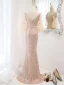 Scintillantes Doré Paillettes Robe De Soirée 2023 Trompette / Sirène V-Cou 1/2 Manches Dos Nu Train De Balayage Soirée Robe De Ceremonie