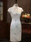 Chinese style White Embroidered Butterfly Tea-length Cheongsam 2026 Trumpet / Mermaid High Neck Cap Sleeves