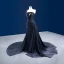 Haut de Gamme Charmant Noire Fait main Perlage Paillettes Robe De Soirée 2022 Trompette / Sirène Une épaule Sans Manches Dos Nu Chapel Train Soirée Robe De Ceremonie