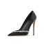 Fine Svart Aften Rhinestone Pumps 2024 Lær 10 cm Stiletthæler Spisse Pumps Høyhælte