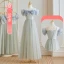 Modest / Simple Grey Bridesmaid Dresses 2023 A-Line / Princess Spaghetti Straps Bow Short Sleeve Backless Floor-Length / Long Bridesmaid Dresses