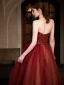 Fashion Red Prom Dresses 2022 A-Line / Princess Strapless Bow Sleeveless Backless Floor-Length / Long Formal Dresses