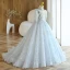 Fashion Grey Sequins Lace Flower Birthday Flower Girl Dresses 2023 Ball Gown High Neck Short Sleeve Floor-Length / Long Flower Girl Dresses