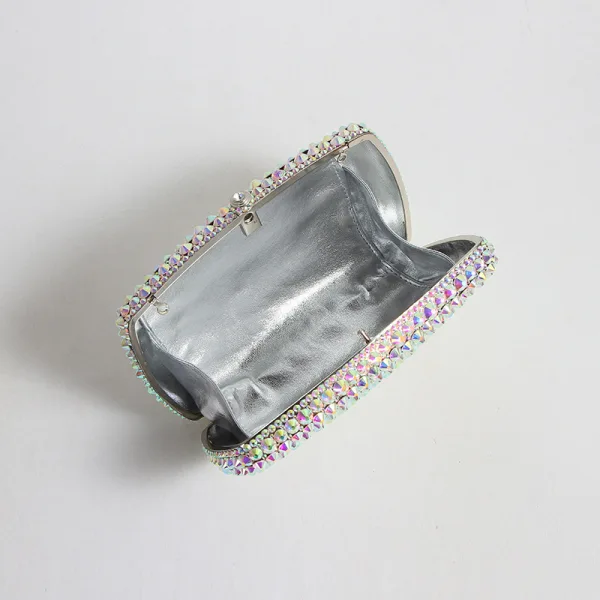 Sparkly Fashion Silver Laser Rhinestone Evening Party Clutch Bags 2022