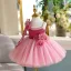 Chic / Beautiful Fuchsia Appliques Birthday Flower Girl Dresses 2025 Ball Gown Spaghetti Straps Sleeveless Backless Floor-Length / Long Flower Girl Dresses