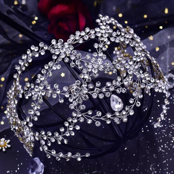 Piękne Srebrny Rhinestone Ślub Ozdoby Do Włosów Ślubne 2023 Stop