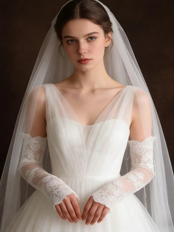Simple Blanche En Dentelle Fleur Mariage Gants Mariage 2026 Tulle