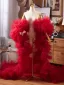 Charming Burgundy Cascading Ruffles Handmade  Prom shawl 2025