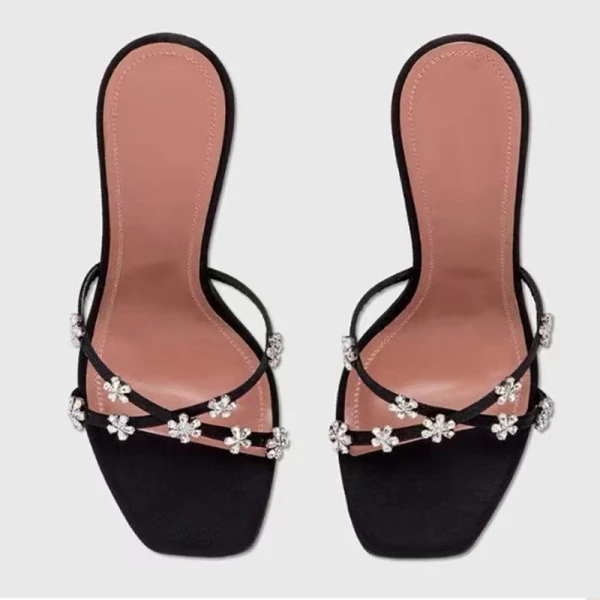 Sexy Lavender Cocktail Party Evening Party Rhinestone Womens Sandals 2023 Satin 9 cm Stiletto Heels Open / Peep Toe Sandals High Heels