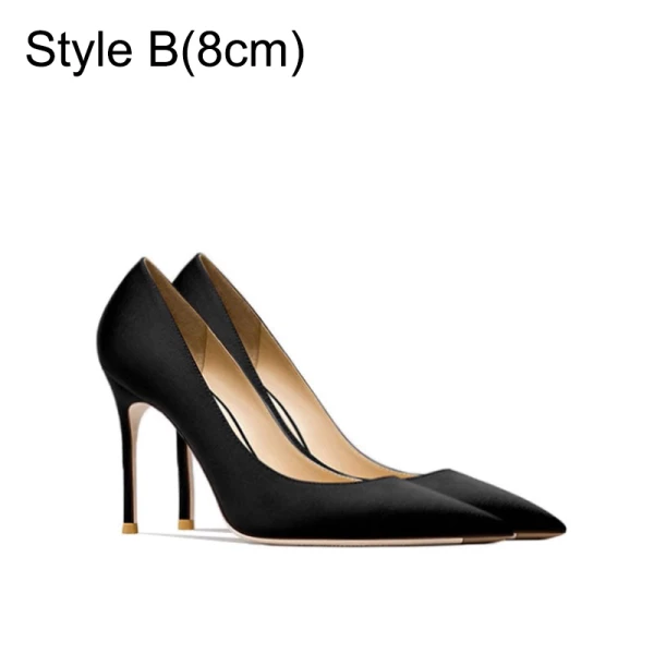 Chic / Beautiful Black Satin Office OL Pumps 2024 12 cm Stiletto Heels Pointed Toe Pumps High Heels