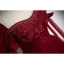 Elegant Burgundy Beading Rhinestone Prom Dresses 2023 A-Line / Princess Scoop Neck Puffy Short Sleeve Backless Floor-Length / Long Formal Dresses