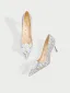 Glitter Zilveren Kristal Bruidsschoenen 2024 Pailletten 8 cm Naaldhakken / Stiletto Spitse Neus Huwelijk Pumps Hoge Hakken