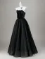 Fashion Black Bow Glitter Party Dresses 2026 Crossed Straps A-Line / Princess Strapless Sleeveless Backless Floor-Length / Long Cocktail Party Evening Party Formal Dresses
