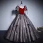 Elegant Burgundy Glitter Prom Dresses 2023 Ball Gown Square Neckline Short Sleeve Backless Bow Floor-Length / Long Prom Formal Dresses