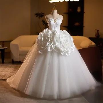 Vintage Witte Appliques Kralen Parel Trouwjurken 2025 Baljurk Strapless Mouwloos Ruglooze Sweep Trein Huwelijk
