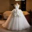Vintage / Retro White Appliques Beading Pearl Wedding Dresses 2025 Ball Gown Strapless Sleeveless Backless Sweep Train Wedding