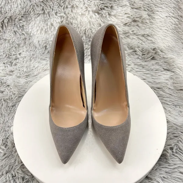 Mooie / Prachtige Bruin Suede Gala Pumps 2025 12 cm Naaldhakken / Stiletto Spitse Neus Pumps Hoge Hakken