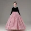 Chic / Beautiful Blushing Pink Appliques Sequins Birthday Flower Girl Dresses 2025 Ball Gown Scoop Neck Long Sleeve Floor-Length / Long