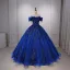 High-end Sky Blue Beading Pearl Sequins Tassel Prom Dresses 2026 Ball Gown Off-The-Shoulder Sleeveless Backless Floor-Length / Long Formal Dresses