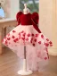 Chic / Belle Bordeaux Appliques Asymétrique Anniversaire Robe Ceremonie Fille 2025 Robe Boule Col Haut Gonflée Manches Longues