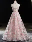 Flower Fairy Multi-Colors Flower Prom Dresses 2024 A-Line / Princess High Neck Sleeveless Backless Floor-Length / Long Prom Formal Dresses
