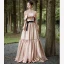 Elegant Beige Satin Prom Dresses 2022 A-Line / Princess Off-The-Shoulder Sleeveless Backless Bow Sash Floor-Length / Long Formal Dresses