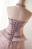 Luxury / Gorgeous Sparkly Blushing Pink Beading Rhinestone Sequins Prom Dresses 2026 A-Line / Princess Strapless Sleeveless Backless Floor-Length / Long Formal Dresses