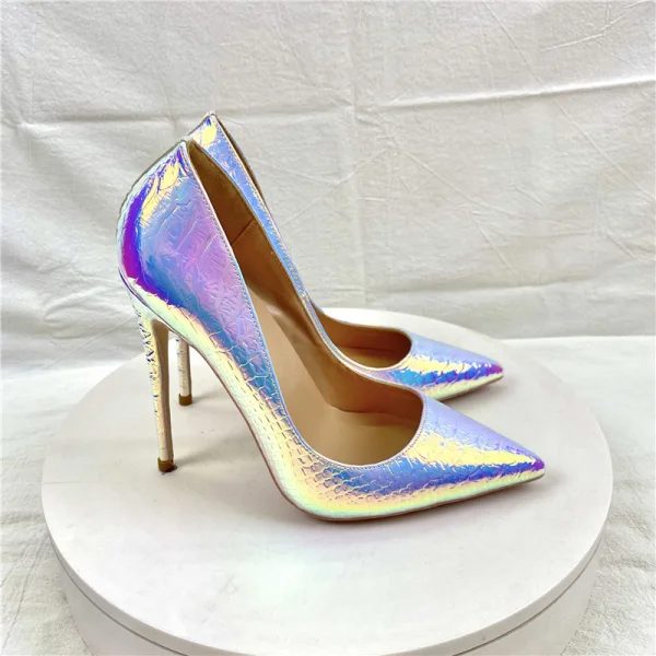 Chic / Belle Blanche Laser Soirée Escarpins 2023 12 cm Talons Aiguilles À Bout Pointu Escarpins Talons Hauts