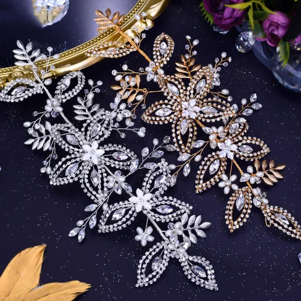Fashion Silver Handmade  Pearl Rhinestone Alloy Bridal Hair Accessories 2023