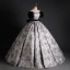Elegant Black Printing Prom Dresses 2023 Ball Gown Off-The-Shoulder Puffy Short Sleeve Backless Bow Floor-Length / Long Prom Formal Dresses