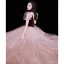 Chic / Beautiful Burgundy Suede Prom Dresses 2022 A-Line / Princess Square Neckline Puffy Short Sleeve Backless Floor-Length / Long Formal Dresses