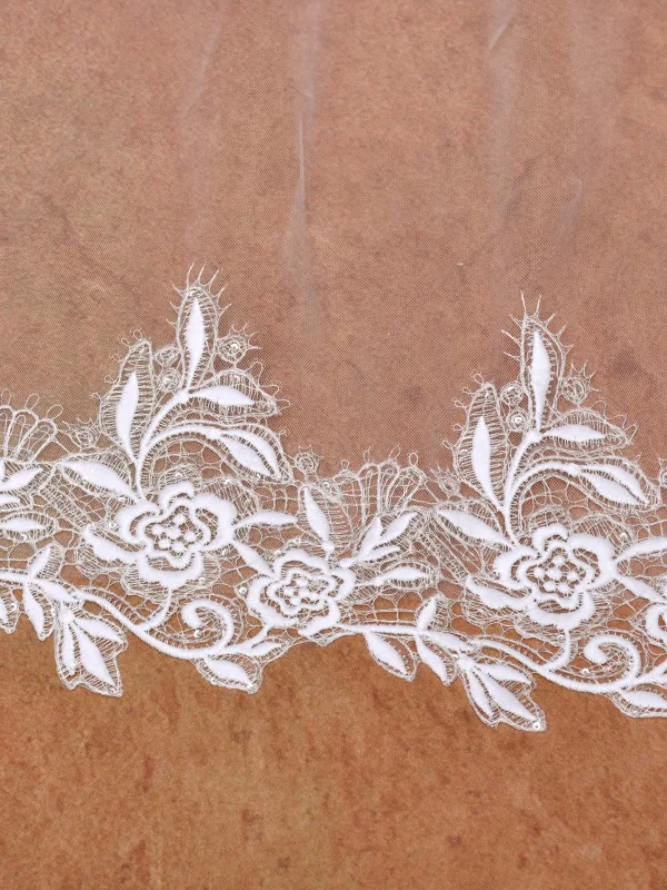 Elegant White Handmade Lace Flower Sweep Train 3 m Wedding Veils 2025