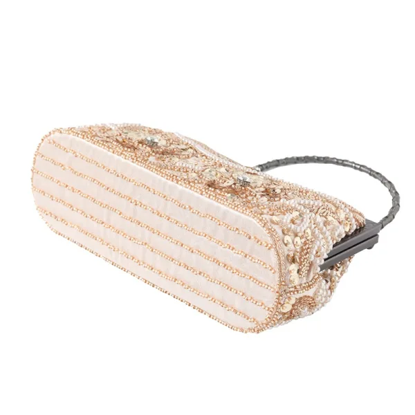 Vintage / Originale Scintillantes Beige Perlage Faux Diamant Paillettes Promo Pochette 2023