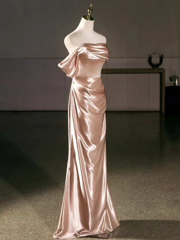 Sexy Champagner Abendkleider 2025 Meerjungfrau Bandeau Ärmellos Rückenfreies Lange Abend Festliche Kleider