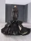 Musulmane Haut de Gamme Noire Trompette / Sirène Volants en Cascade Robe De Mariée 2024 Col Haut Manches Longues Chapel Train