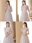 Modest / Simple Sequins Bridesmaid Dresses 2022 A-Line / Princess Short Sleeve Backless Floor-Length / Long Bridesmaid Wedding Party Dresses
