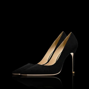 Chic Belle Noire Cuir Daim Soirée Escarpins 2024 10 Cm Talons Aiguilles À Bout Pointu Escarpins Talons Hauts
