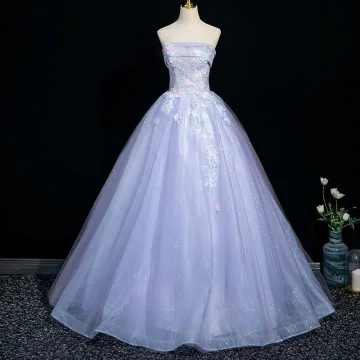 Chic Belle Lavande En Dentelle Fleur Appliques Robe De Bal 2025 Princesse Bustier Sans Manches Dos Nu Longue Robe De Ceremonie