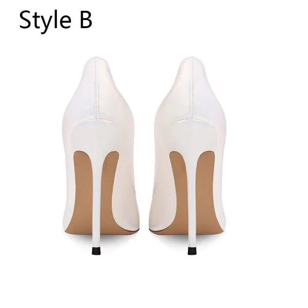 Schöne Weiß Abend Leder Pumps 2026 12 cm Stilettos Spitzschuh Pumps Hochhackige