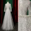 Scintillantes Gris Robe De Soirée 2023 Princesse Encolure Carrée Perlage Perle Paillettes 3/4 Manches Longue Soirée Robe De Ceremonie