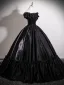 Vintage Schwarz Satin Ballkleider 2025 Ballkleid Off Shoulder Ärmellos Rückenfreies Lange Ball Festliche Kleider