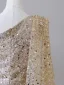 Scintillantes Champagne Paillettes Perlage Fendue devant Robe De Soirée 2024 Trompette / Sirène Une épaule Sans Manches Dos Nu Train De Balayage Robe De Ceremonie
