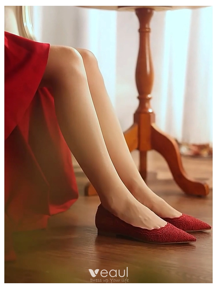 Burgundy hot sale flats wedding