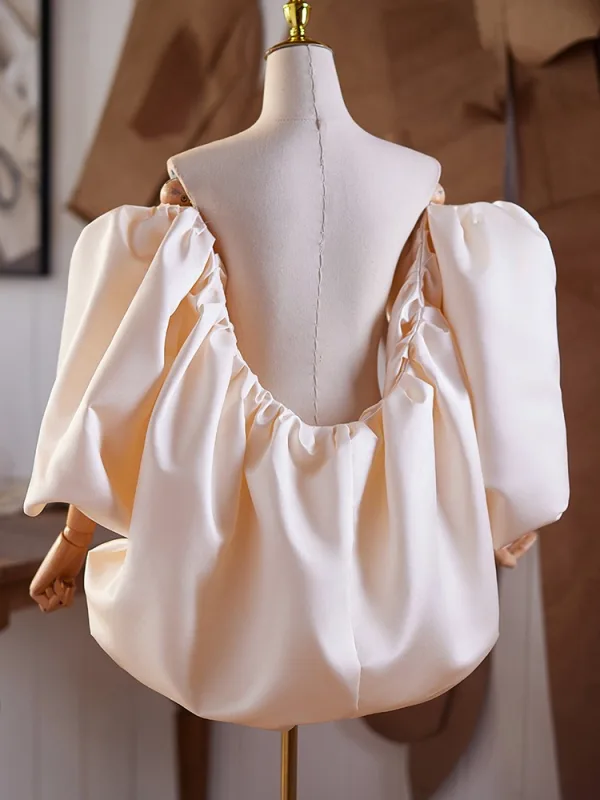 Chic / Beautiful Champagne Handmade Puffy Short Sleeve Prom Shawls 2025