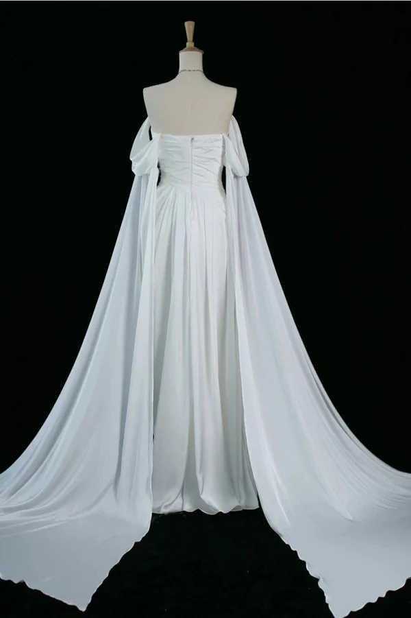 Sexy Lavender Satin Evening Dresses Prom Dresses 2024 Trumpet / Mermaid Off-The-Shoulder Sleeveless Backless Sweep Train Formal Dresses