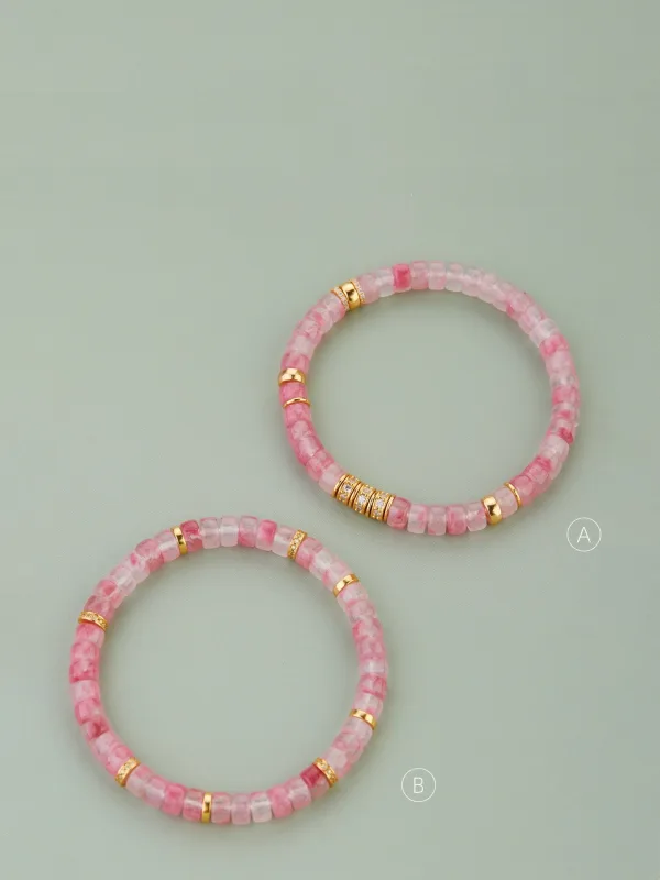 Herlig Rødmende Rosa Håndlaget Naturlig Krystall Armbånd Tilbehør 2025