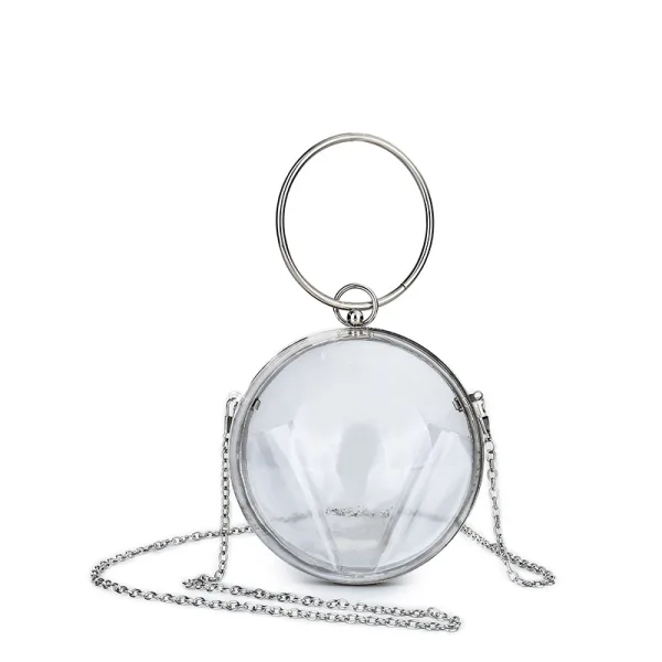 Fashion Transparent Acrylic Round Evening Party Clutch Bags Handbag 2023